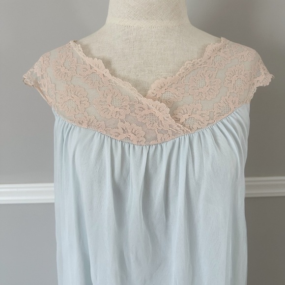 Vintage 60s Light Blue Nightie w/ Lace Aristocraft By Superior Medium - Picture 3 of 7